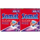 Somat All in 1 Extra Spülmaschinen Tabs, 108 (2x 54 Tabs), XXL Pack, Geschirrspül Tabs für extra kraftvolle Reinigung und Edelstahlglanz