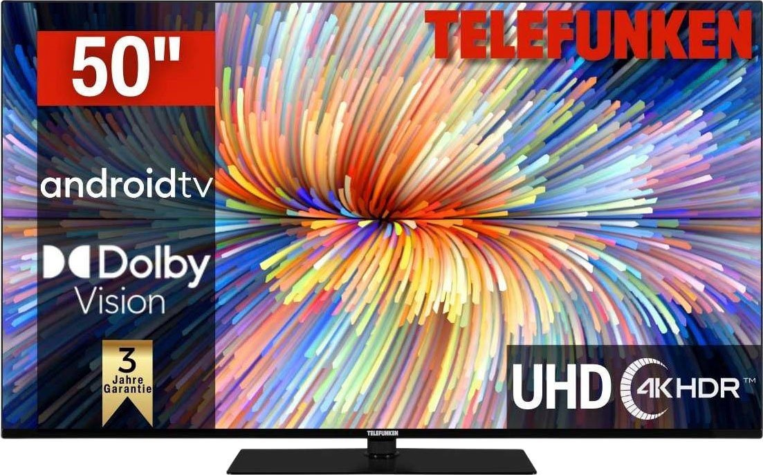 Telefunken D50V950M2CWH LED-Fernseher (126 cm/50 Zoll, 4K Ultra HD, Android TV, Smart-TV, Dolby Atmos,USB-Recording,Google Assistent,Android-TV) schwarz