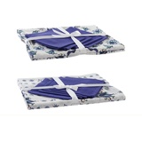 DKD Home Decor Tischdecke und Servietten Blau Baumwolle Weiß (150 x 150 x 0,5 cm) (36 x 35 x 0,5 cm) (2 Stück)