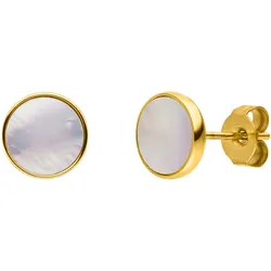 Paar Ohrstecker PURELEI "Schmuck Geschenk White Gloss Ohrringe, 2149-Earring-White-Glos", weiß (gelbgoldfarben, perlmuttfarben), Ohrringe, Damen, Edelstahl, mit Perlmutt (synth.)