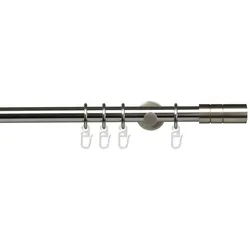 Gardinia Gardinenstangen Set Zylinder 1-Lauf, Ø 20 mm, 160 cm, Edelstahl Optik