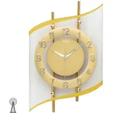 AMS 5505 Wanduhr Funk Funkwanduhr Analog Golden Modern geschwungen mit Glas