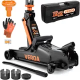 Verda Hydraulischer Wagenheber 2,5T 85 - 365 mm + 3X Gummi + Koffer Profi Rangierwagenheber Heber PKW SUV Autoheber Flach Tief Doppelkolben SN10668