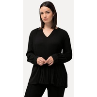 Ulla Popken Große Größen Plissee-Tunika, Damen, schwarz, Größe: 58/60, Polyester, Ulla Popken