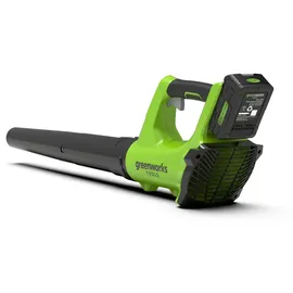 Greenworks G24ABK2 Axial Akku Laubbläser, 156 km/h, 4,27 m3/min, 24V 2Ah Batterie & Ladegerät,