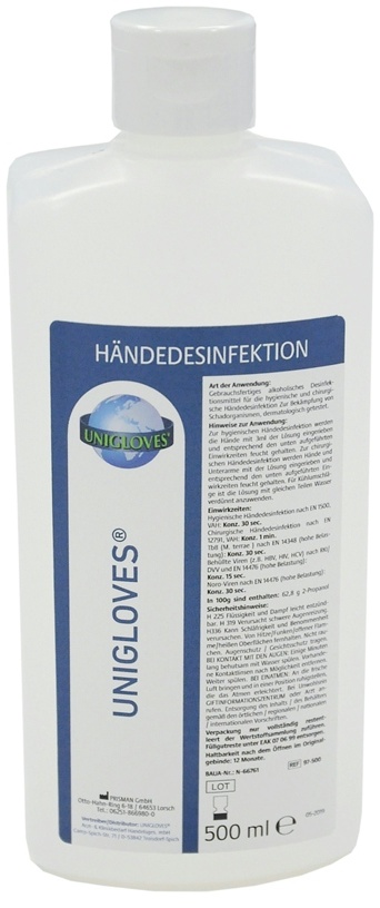 UNIGLOVES Händedesinfektion - 10 x 500 ml - Handdesinfektion - Händedesinfektion