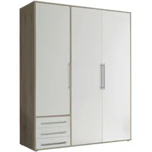 Livetastic Drehtürenschrank Lyss 155 x 194 x 58 cm Weiß/Eiche San Remo