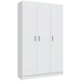 Habitdesign Mehrzweckschrank Beaumont, Beistellschrank mit 3 Türen, Kleiderschrank mit Schuhregal, Besenkammer, cm 109x37h180, Weiß