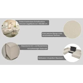 OTTO home Wohnlandschaft OTTO HOME "FINNLEY U-Form XXL 329 cm - OTTO. Verlässliche Qualität.", grau (taupe), B:329cm H:85cm T:195cm, Bezugstoff 100% PES ;Gramatur 400g/qm +/- 5%, Sofas, Wohnlandschaft, Schlafsofa, Bettkasten, in Bouclé, Struktur fein und Mega Cord