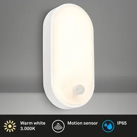 Briloner LED Wandlampe Aussen Kunststoff 22x10,5x6 cm inkl. Bewegungsmelder weiß
