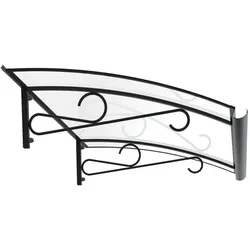 Vordach Bielefeld, Pultvordach, Aluminium, Glas, Anthrazit, mit integrierter Regenrinne, individuell konfigurierbar