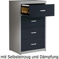 Mauser Hängeregisterschrank client entry BVB1E16SD, 2-bahnig, 4 Schübe, mit Sanfteinzug, alu/anthrazit