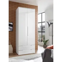 SchlafKONTOR Drehtürenschrank SPICE Weiß Hochglanz 84 x 208 cm
