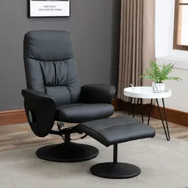 Homcom Relaxsessel mit Fußhocker 76 x 105 x 81 cm Schwarz mit Liegefunktion und Massagefunktion