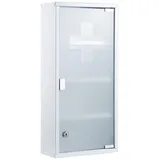 Zedelmaier Medizinschrank aus Edelstahl,Medikamenten Aufbewahrung,Medikamentenschrank 4 Fächer,Apothekerschrank,Badezimmerschrank,Hängend,Abschließbarer Medizinschrank,57 x 27 x 12 cm,Weiß