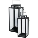 Mojawo 2tlg Metall Laternen Set Schwarz Gartenlaterne Windlicht H50/40cm