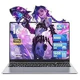FUNYET 16-Zoll-Laptop, Celeron N100 Prozessor (bis zu 3,4 GHz), Win 11 System Notebook, 16 GB RAM, 512 GB SSD, 1920 x 1200 FHD Laptop mit beleuchteter Tastatur, Fingerprint Unlock, 6000 mAh Akku
