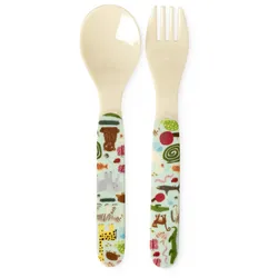 RICE Kinder Besteck, Gabel und Löffel Wildlife, mint
