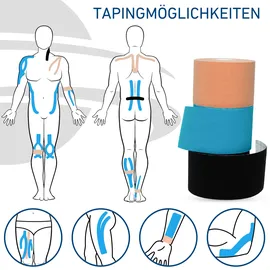 Axion Kinesiologie Tape 1 Rolle 500x5cm | Wasserfeste • hautfreundliche • elastische • selbstklebende Fitness Bandage | Physio-tape optimal für Sport & Alltag - axion (Beige)