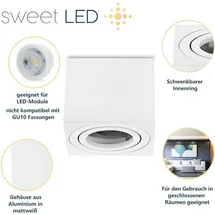 Sweet Led Aufbauleuchte 4er Set 50 mm eckig Aluminium