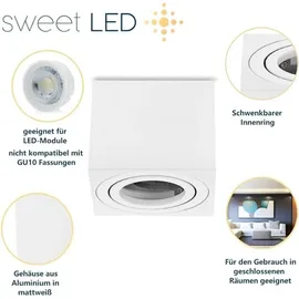 Sweet Led Aufbauleuchte 4er Set 50 mm eckig Aluminium