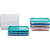 Kigima Gefrierdosen 12x0,5L Flach Blau/Türkis/Grau – Vorratsdosen mit Deckel luftdicht – Transparente Frischhaltedosen mit Deckel – Aufbewahrungsbox Küche Mealprep & Organisation – Austrian Quality