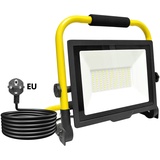 RIGIDON 75W LED Baustrahler, 7500LM Tragbarer Led Arbeitsscheinwerfer, Led Strahler Arbeitsstrahler Mit Stecker, IP66 Bauscheinwerfer, Für Werkstatt Baustelle Garage Garten, 6000K