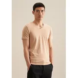 Seidensticker T-Shirt SEIDENSTICKER "Schwarze Rose", Herren, Gr. L, beige (natur), 95% Baumwolle, 5% Elasthan, unifarben, slim fit, V-Ausschnitt, Shirts T-Shirt, 1/2 V-Neck Uni
