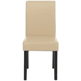 Mendler 2er-Set Esszimmerstuhl Stuhl Küchenstuhl Littau ~ Leder, creme, dunkle Beine