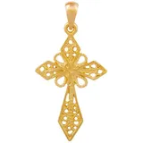 Gallay Kreuzanhänger Anhänger 27x16mm Kreuz filigran glänzend 9Kt GOLD (1-tlg) goldfarben