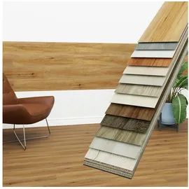 HEXIM Vinylboden, Vinyldielen 0,97m2 selbstklebend PVC Wandverkleidung Bodenbelag Holzoptik 91x15cm Paneele für Wand & Boden Holzdielen braun (7 Dielen Rustic Oak - 1814-3)