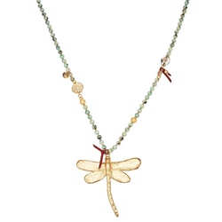 Lulu & Jane Halskette Libelle Metall-Legierung Naturstein in Gelbgold 82,0 cm Damen 