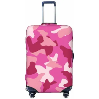 KWQDOZF Kofferschutzhüllen mit Militär-Tarnmuster, elastisch, waschbar, rosa Camouflage, Gepäckschutz, Reisekoffer-Schutzhülle für Kinder und Erwachsene, M