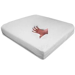 Viskoelastisches Sitzkissen viscoelastisches Anti Dekubitus Sitzpolster 40x40x10 cm Memory Schaum Visco Visko für Rollstuhl PKW LKW Bürostuhl Chefsessel Kissen Rücken (Purotex Bezug weiß, RG60 weich)