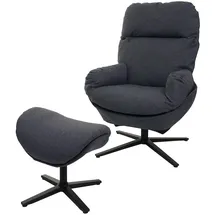 Mendler HWC-L12, Fernsehsessel Sessel Schaukelstuhl Wippfunktion, drehbar, Metall Stoff/Textil ~ dunkelgrau