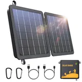 10W Solarpanel Faltbares, WASTDE Tragbar Solarladegerät ETFE mit Hohe Umwandlungsrate, USB-A/USB-C Anschlüssen, IP65 Wasserdicht für Camping Wandern Outdoor für Handys Akkus Tablets