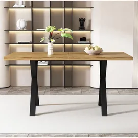 Okwish Esstisch 80 x 76 x 140 cm Eiche/braun/schwarz