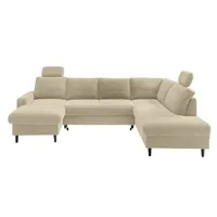 Luma-home WOHNLANDSCHAFT U-Form Sofa Schlaffunktion Couch Bettkasten in Cord