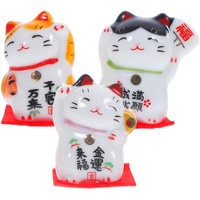 IMKEYA 3er Set Maneki Neko - Winkekatze Japanische Glückskatze Mini Lucky Cat Glücksbringer Katze Dekofigur aus Porzellan