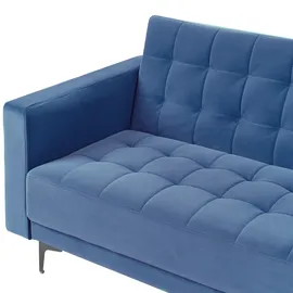 Beliani Modul Eckschlafsofa 4-Sitzer ABERDEEN Samtstoff Blau linksseitig