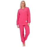 Normann Pyjama Normann Damen Frottee Schlafanzug Loungewear - auch in Übergröße rosa 40-42