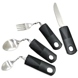 Novzep Besteck-Set 4st Parkinson Besteck mit dickem Griff,Biegbar Hilfsmittel Besteck (4-tlg)