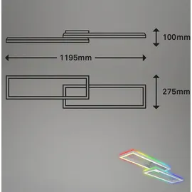 Briloner Leuchten - Deckenlampe RGB, Backlight Deckenleuchte LED, Dimmbar, Farbtemperatur einstellbar, LED Frame RGB, Fernbedienung, Aluminiumfarbig