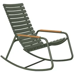 ReCLIPS Outdoor Schaukelstuhl olivgrün, Armlehnen Bambus