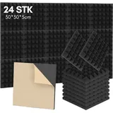 Hengda - Akustikschaumstoff Akustikpaneele, 24er-Set, 30x30x5cm, Pyramidenförmige schalldichte Wandpaneele, Akustikplatten, Akustikschaumstoff-Matten
