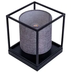 Tischlampe Beistellleuchte Nachttischleuchte Textil grau schwarz E14 Wohnzimmer
