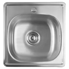 a&n&a aQualine Aqualine AQ4848B Quadrat rechts Einbauspüle Edelstahl silberfarben Handbetätigung 480 x 480 mm