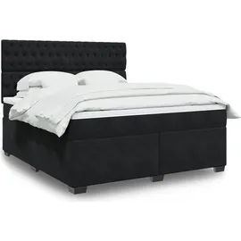 vidaXL Boxspringbett mit Matratze Schwarz 180x200 cm Samt