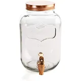Quid Hábitat Getränkespender mit Armatur, Relief, Glas, Kupfer, 3 Liter Nachrichten 3L kupfer