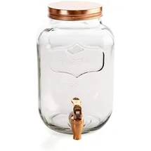 Quid Hábitat Getränkespender mit Armatur, Relief, Glas, Kupfer, 3 Liter Nachrichten 3L kupfer